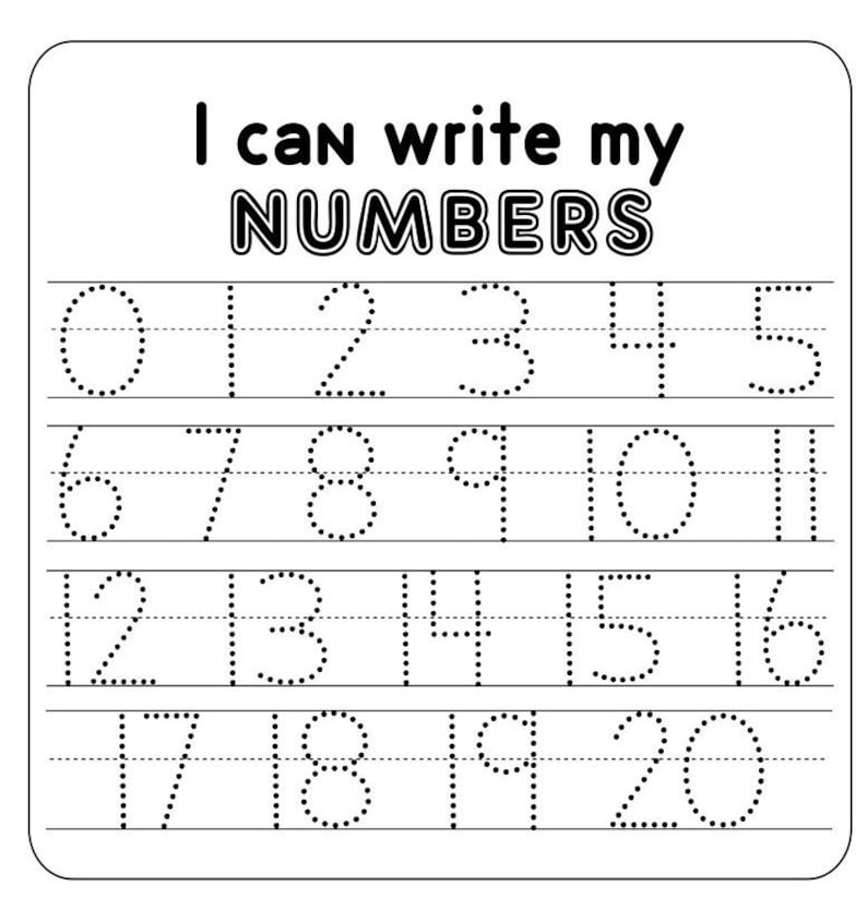 Dry Erase Number Trace Learn to Write Your Numbers 020 SVG Etsy