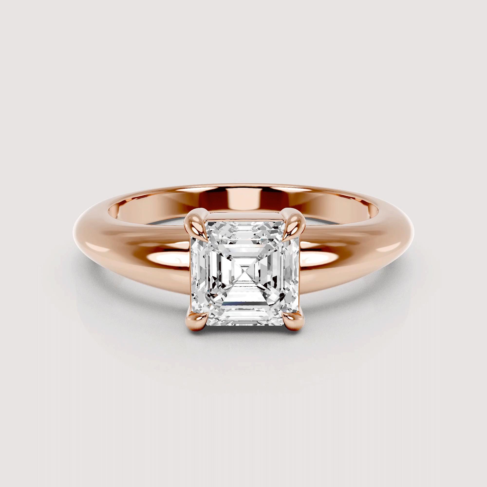 Sculptural Rose Gold Asscher Solitaire