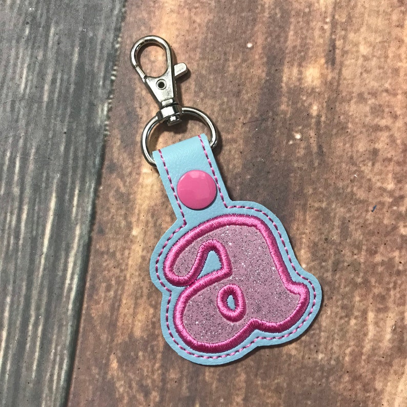 Applique Monogram Embroidered Key Fob image 1