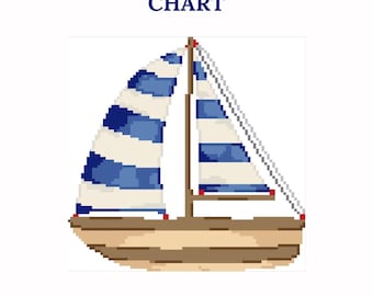 Sailboat - Needlepoint Chart - instant download