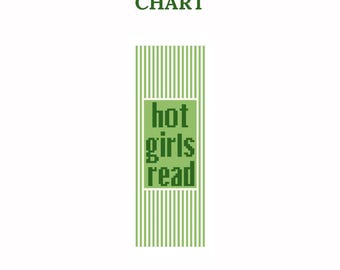 Hot Girls Read Bookmark - Needlepoint Chart - instant download