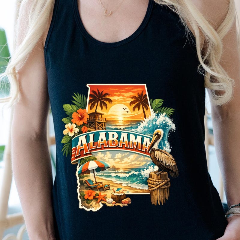 Alabama Beach Tank Top Coastal Bird Shirt Gulf Shores