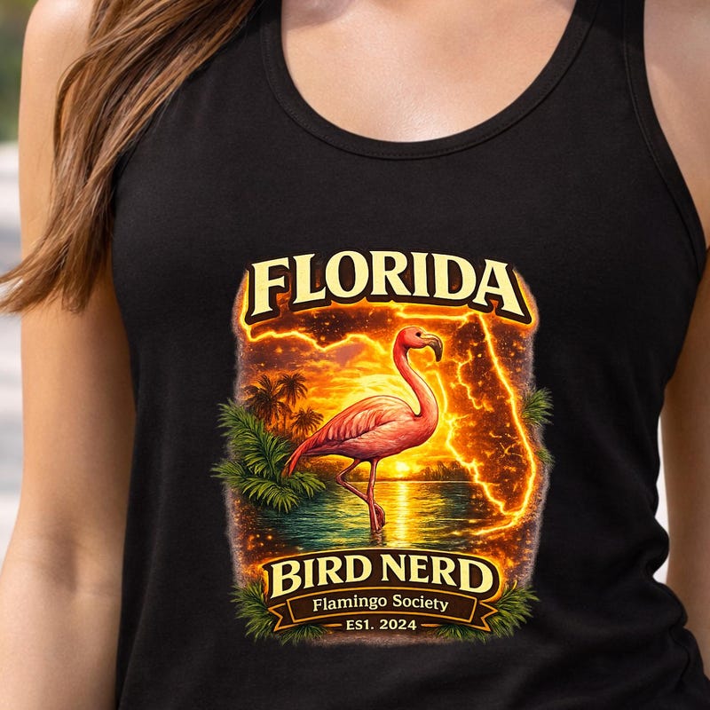 Florida Flamingo Tank Top Women Bird Nerd Beach Summer