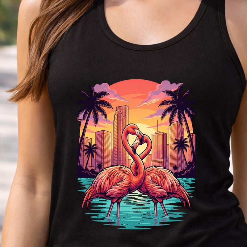Flamingo Tank Top Women Miami Beach Tropical Bird Lover