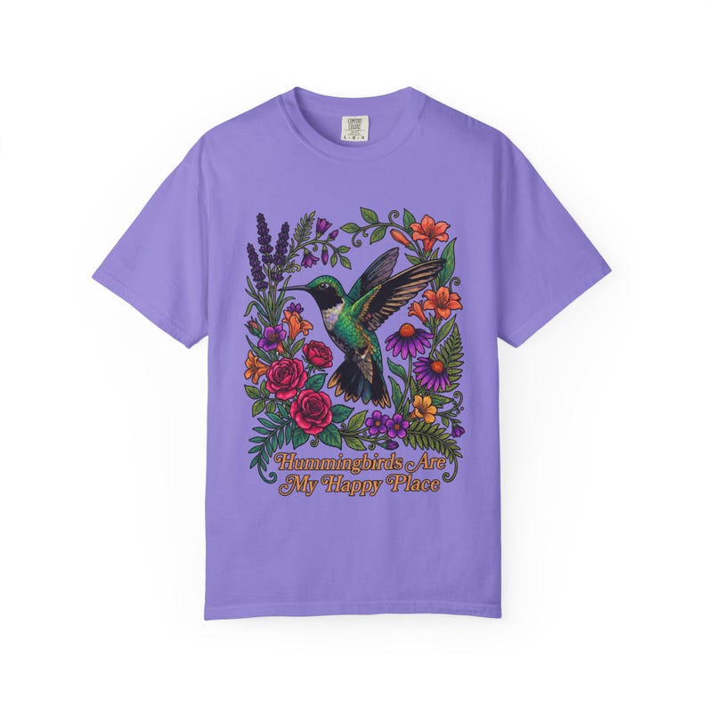 Hummingbird Shirt, Hummingbirds Are My Happy Place Tee, Bird Lover Gift image 13