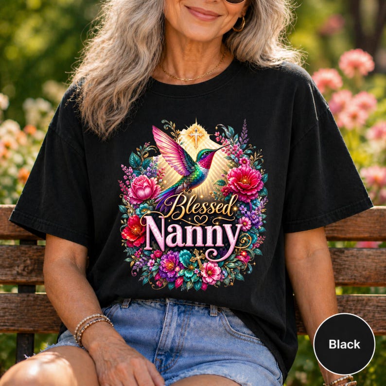 Blessed Nanny Christian Hummingbird Shirt