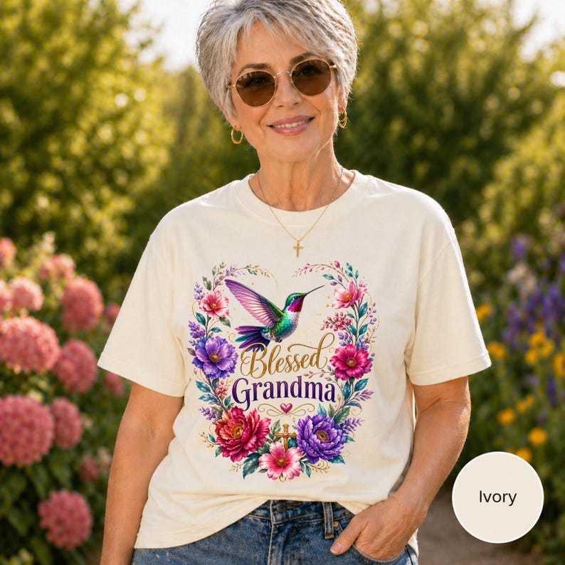Blessed Grandma Shirt Christian Hummingbird