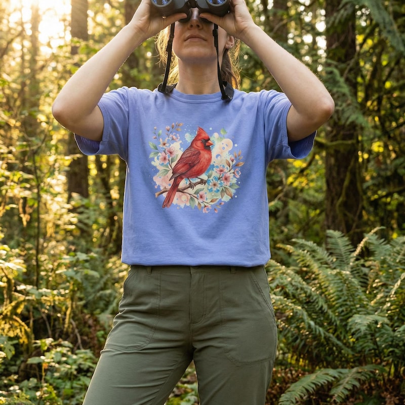 Watercolor Cardinal Cherry Blossom T-Shirt