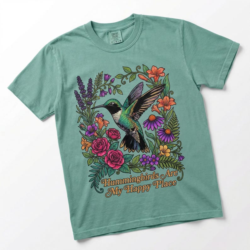 Hummingbird Shirt, Hummingbirds Are My Happy Place Tee, Bird Lover Gift image 16