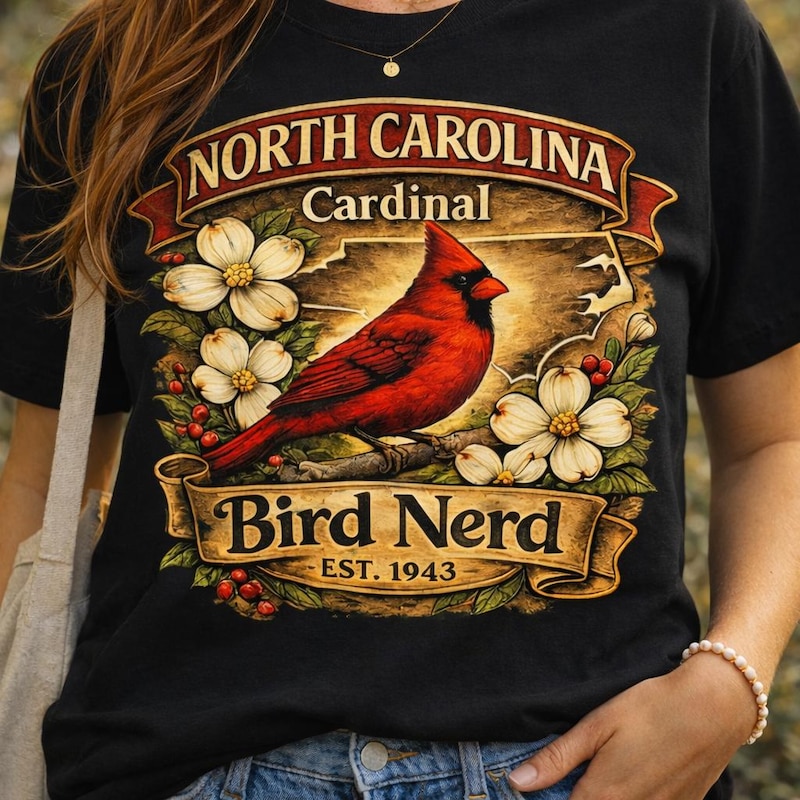 North Carolina Cardinal Shirt NC State Bird Tee