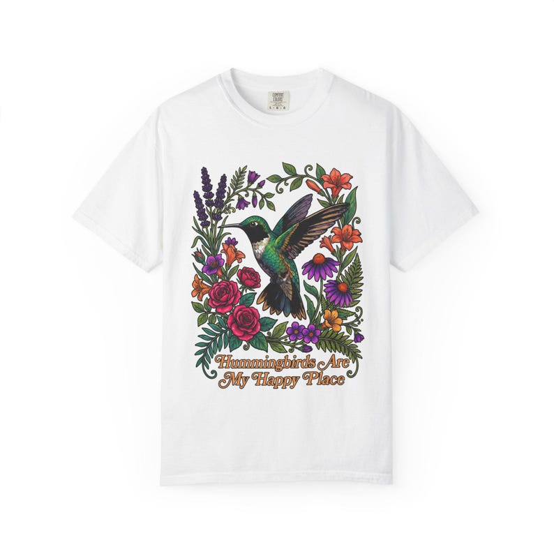 Hummingbird Shirt, Hummingbirds Are My Happy Place Tee, Bird Lover Gift image 7