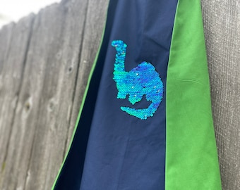 Color Change Sequin Kid's Dinosaur Cape - Handmade