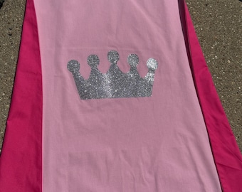 Glitter Tiara Princess Cape - Handmade and Reversible