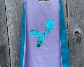 Color Change Sequin Kid's Mermaid Tail Cape - Handmade
