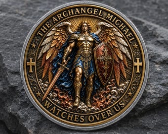 The Archangel Michael Watches Over Us Coin, Faith Christian Religious Bible Challenge, Recovery Sobriety Chip, Appreciation Keepsake Gifts