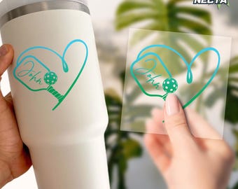 Custom Pickleball Name Transparent Sticker, Personalized Pickleball Sports Player Name Decal, Waterproof Cup Sticker For Water Bottle, Gift