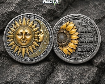 Affirmation Sun And Moon Coin, Sunflower Blessing Inspirational Spiritual Challenge Coins, Recovery Sobriety Coin Chip, Keepsake Gifts