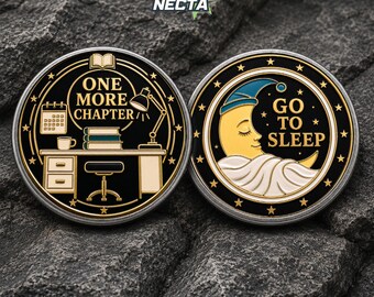 One More Chapter Go To Sleep Coin, Book Lover Reader Keepsake, Funny Reading Gift for Bookworm Bibliophile, Reading Challenge Keepsake Gift