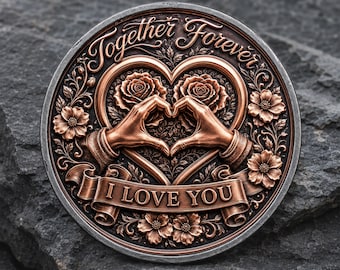 Together Forever I Love You Coin, Romantic Couple Anniversary Challenge Coin, Recovery Sobriety Coin Chip, Appreciation Keepsake Gifts