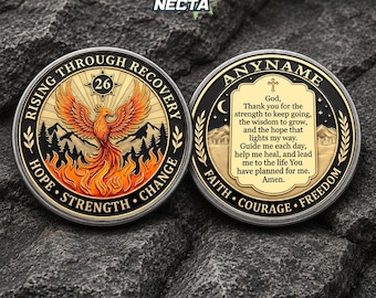 Custom Recovery Milestone Coin, Personalized Sobriety Year Token, Phoenix Achievement, Faith Challenge Coin Chip Appreciation Keepsake