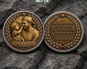 Moneda personalizada con foto y nombre de padre e hijo, regalo personalizado para el Día del Padre, moneda conmemorativa del amor familiar para papá de parte de su hijo, regalo personalizado
