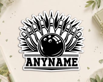 Personalized Bowling Ball Name Sticker - Custom Bowling Sports Lover, Team Sports Name Waterproof Die Cut Stickers for Water Bottle, Laptop