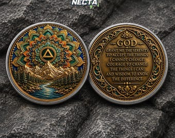 Recovery Sobriety Prayer Coin, God Serenity Prayer Keepsake, Inspirational Christian Encouragement Gift for Strength and Hope Keepsake Gifts