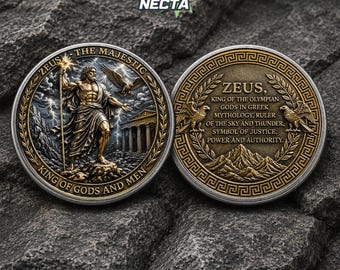Zeus Kings Of Gods And Men Coin, Symbol Of Power Justice Authority Challenge Coin, Recovery Sobriety Coin Chip, Appreciation Keepsake Gifts