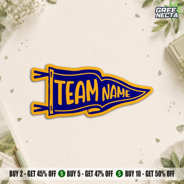 Custom Pennant Name Sticker - Personalized Teach Schools Team Mascot, School Spirit Waterproof Die Cut Stickers for Water Bottle, Laptop