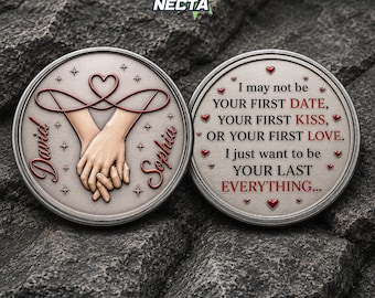 Personalized Hand Holding Couple Name Coin, Custom Your Last Everything Promise Romantic Anniversary Challenge Coin, Recovery Sobriety Coin