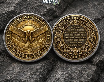 They Will Soar on Wings Like Eagles Coin, Isaiah 40:31 Christian Bible Verse Keepsake, Faith Encouragement Gift for Believers Keepsake Gifts