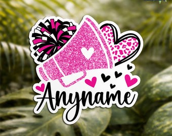 Custom Cheerleader Name Sticker, Personalized Cheerleading Cheer Mom Spirits Sports Waterproof Die Cut Sticker for Water Bottle Laptop Gift