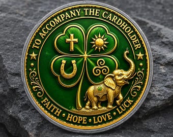 Para acompañar la moneda del titular de la tarjeta, moneda motivacional positiva de la suerte del elefante, ficha de moneda de recuperación y sobriedad, regalos de recuerdo de agradecimiento