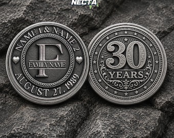 Custom Wedding Anniversary Name Date Coin, Personalized Bride Groom Couple Challenge Coin, Recovery Sobriety Coin Chip Appreciation Keepsake