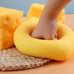 Giant Cheese Squeeze Toy Strees Buster Simulation Big Cheese Fidget Toy Slow Rebound Shapeable Venting Ball for Adult Easter Gifts