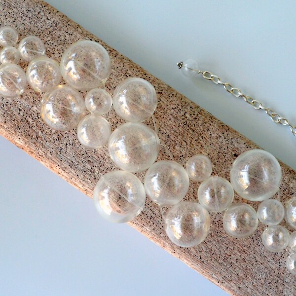 Glass Bubble Necklace, A Cascading Bib of Delicate Hand Blown Glass Bubbles, Gift Boxed