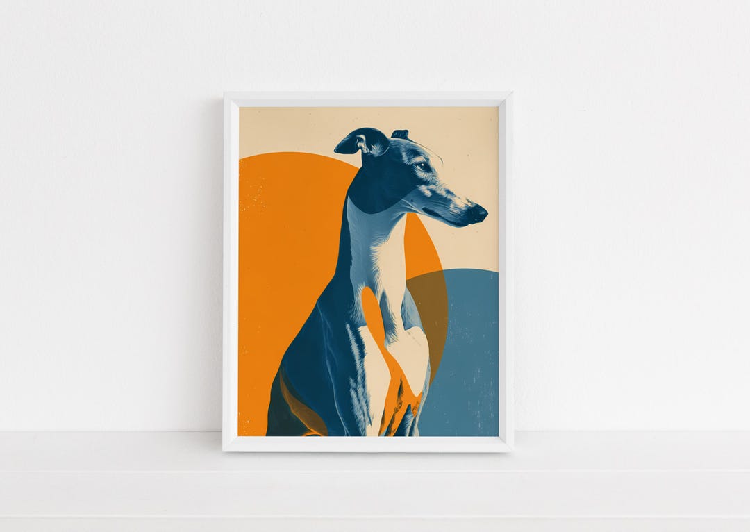 Minimalist Greyhound Wall Art, Modern Dog Illustration Print ...
