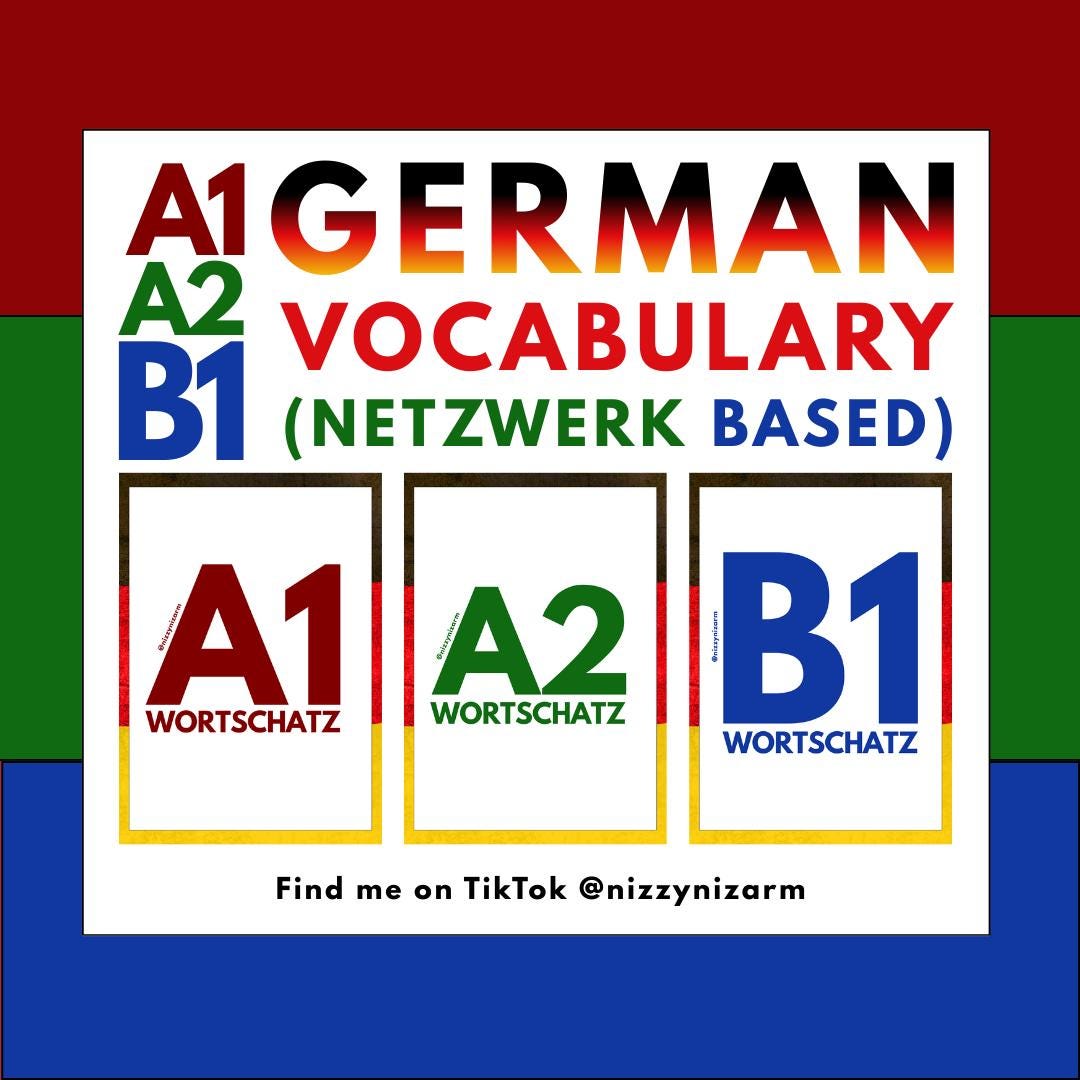 A1-B1 German Vocabulary List | Netzwerk Based - Etsy