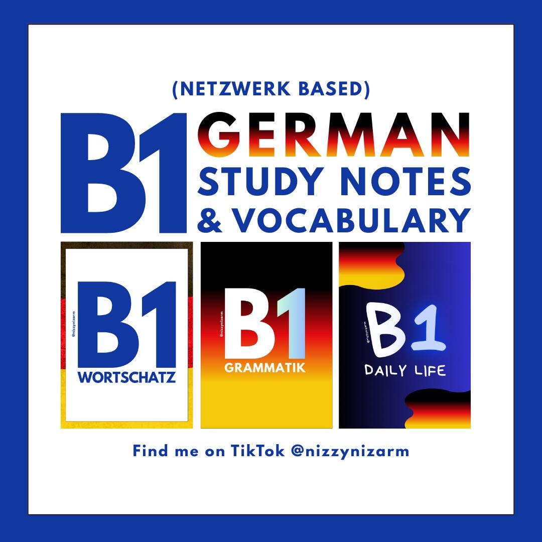 German B1 Study Notes Guide | Vocabulary, Grammar & Daily Life (digital ...