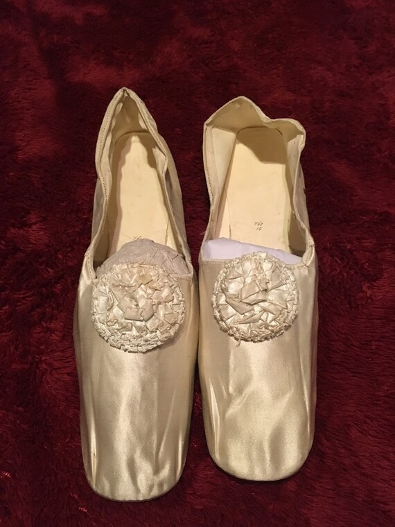 Glorious Antique French Silk Dancing Shoes Gem