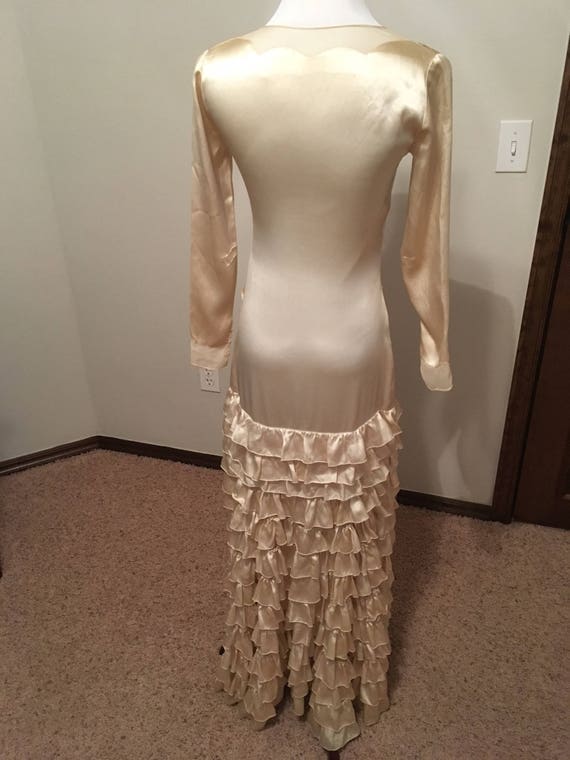 Spectacular 1930s Ruffled Silk Wedding Gown - image 3