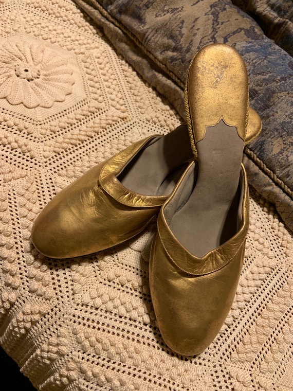 Glamorous Antique Gold Boudoir Slippers