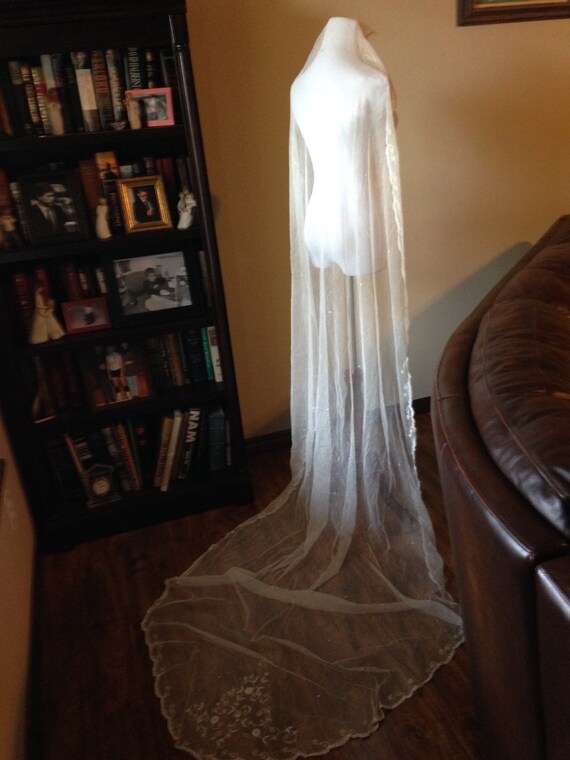 Lovely Antique Edwardian Princess Lace Wedding Vei