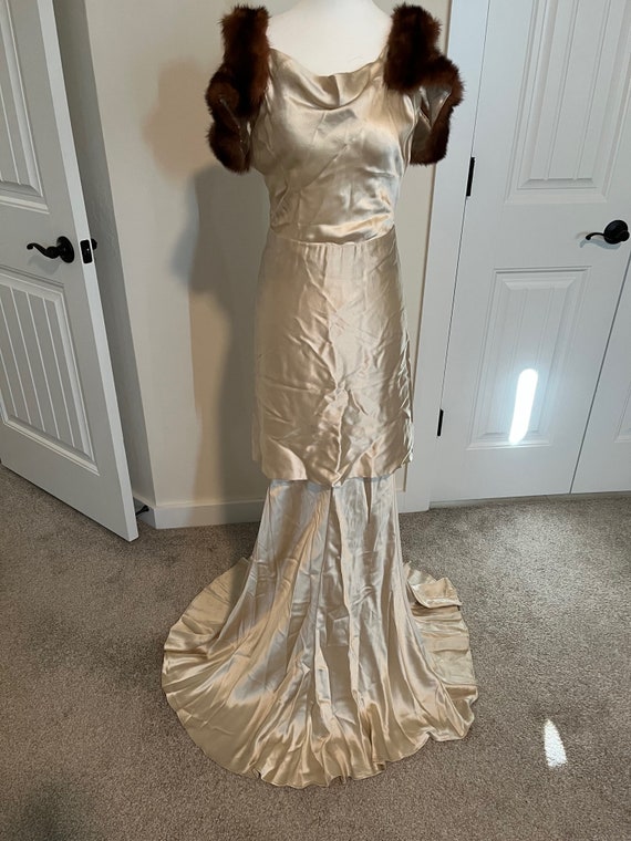 Fantastic 1930s Silk Designer Wedding Gown - image 1