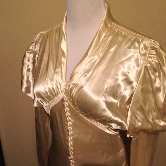 Glamorous 1930s Couture Liquid Satin Wedding Gown