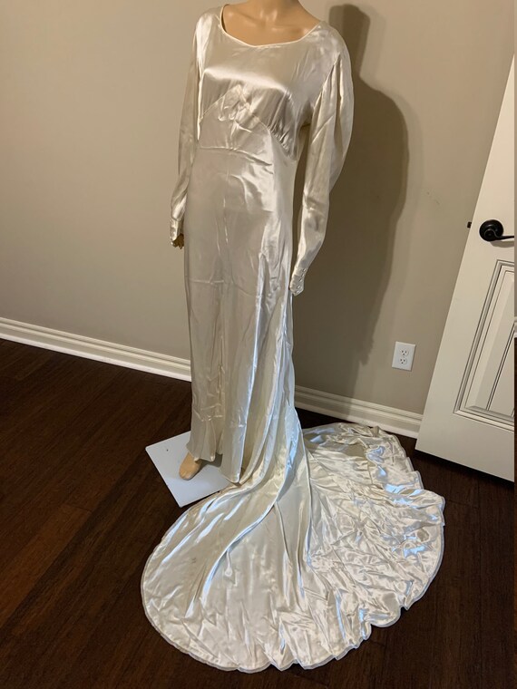 Luscious 1930s Art Deco Satin Wedding Gown