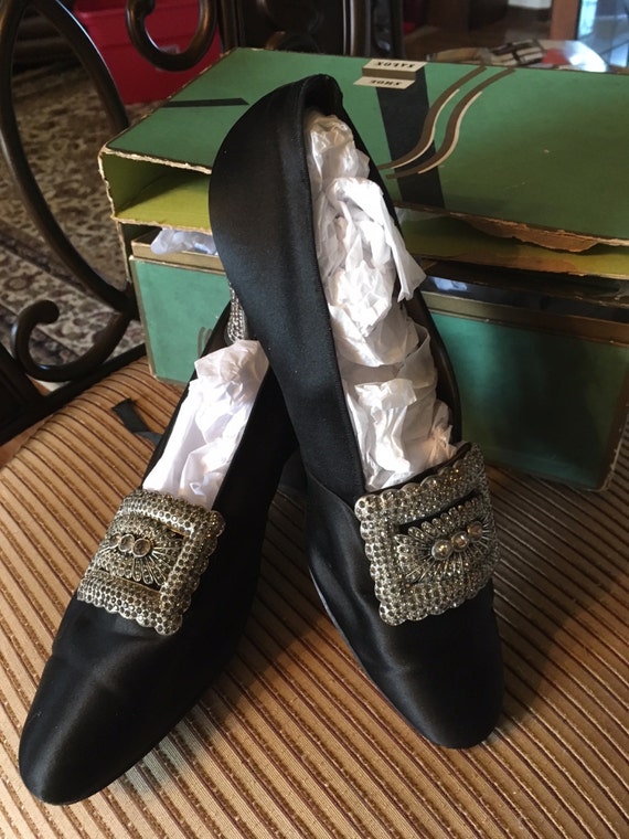 Superb Edwardian Silk and Rhinestone Evening Shoes