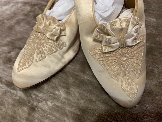 Stunning Edwardian Silk Beaded Wedding Shoes - image 2