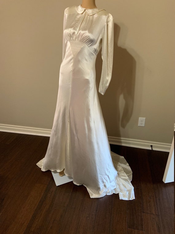 Fantastic 1930s Liquid Satin Wedding Gown