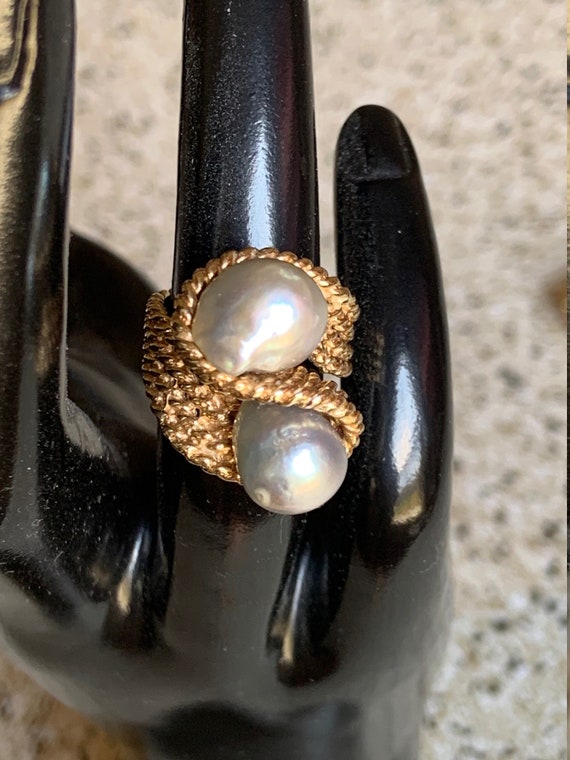 Stunning Vintage 14K YG Tahitian Pearl Ring